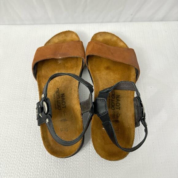 Naot Sabrina Sandals Womens Size 6 Black Tan Leather 37 EU - Picture 4 of 9